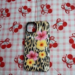 Leopard Print Phone Case with Floral Design